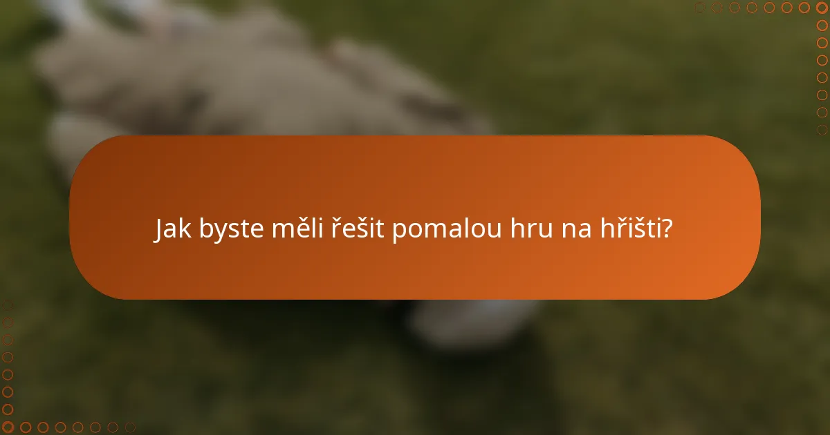 Jak byste měli řešit pomalou hru na hřišti?