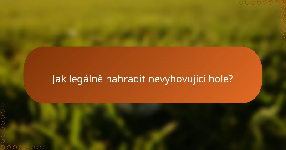 Jak legálně nahradit nevyhovující hole?
