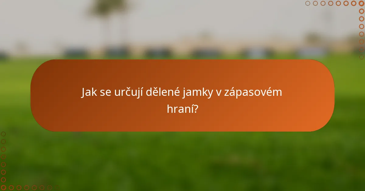 Jak se určují dělené jamky v zápasovém hraní?
