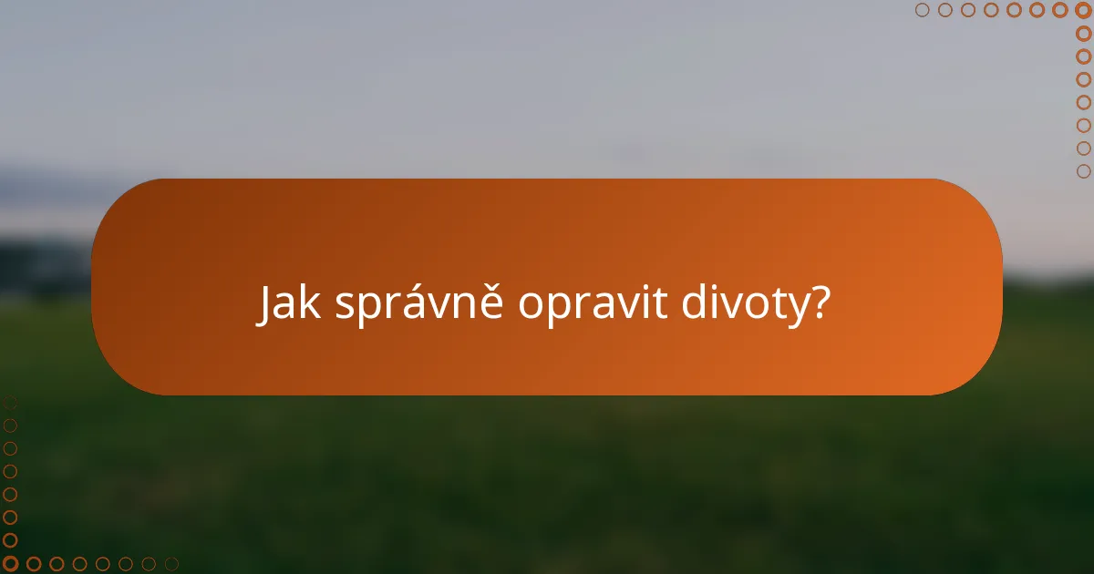 Jak správně opravit divoty?