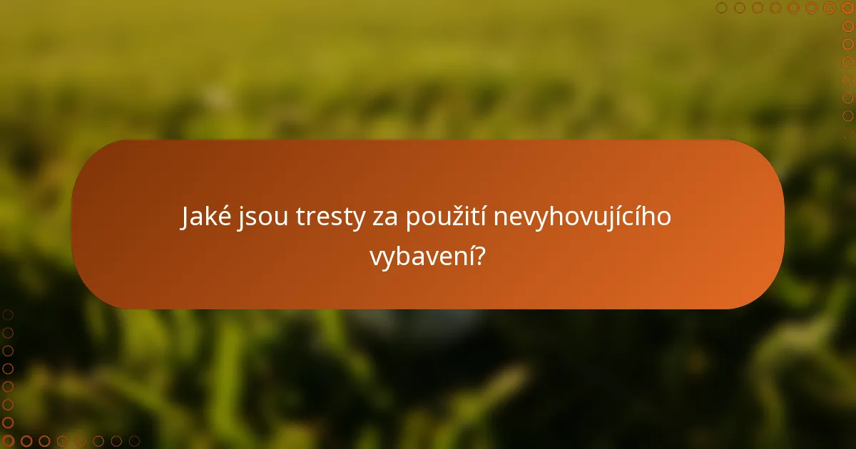 Jaké jsou tresty za použití nevyhovujícího vybavení?