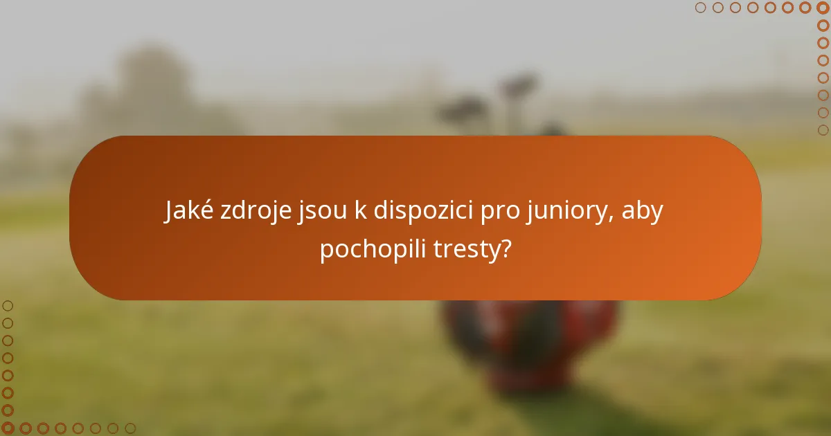Jaké zdroje jsou k dispozici pro juniory, aby pochopili tresty?
