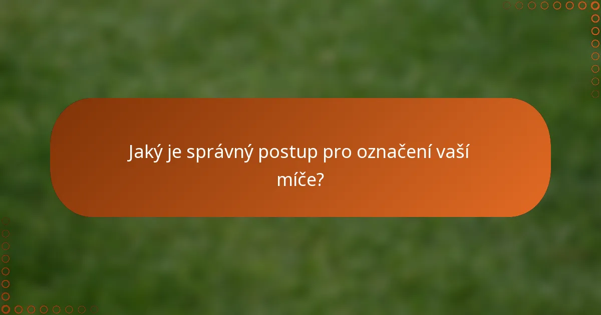 Jaký je správný postup pro označení vaší míče?