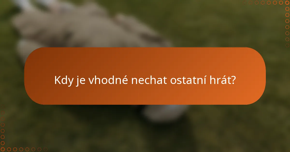 Kdy je vhodné nechat ostatní hrát?